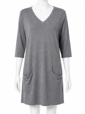 d & co V-neck Gray Pocket Tunic Dress size 3x